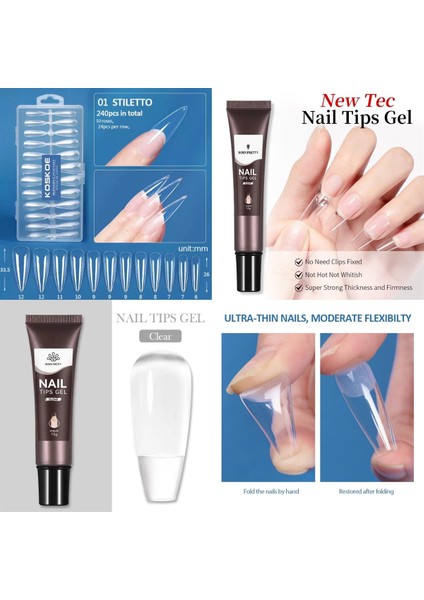 Koskoe Jel Tips Tırnak Seti 01 Stıletto