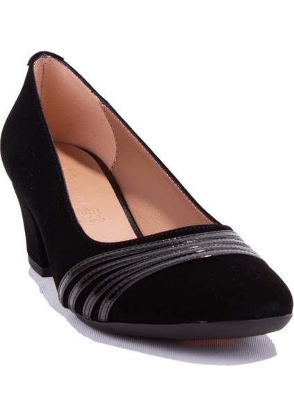 DZA07-7268664 Siyah Süet Klasik Topuklu Kadın Ayakkabı10