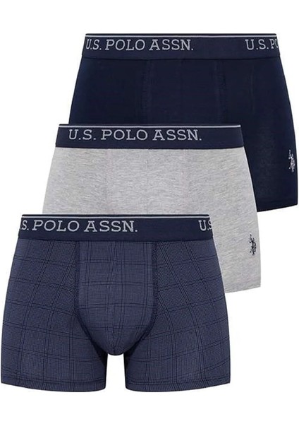 3'lü Paket Beli Lastik Polo Baskılı Likralı Erkek Boxer Seti 80263
