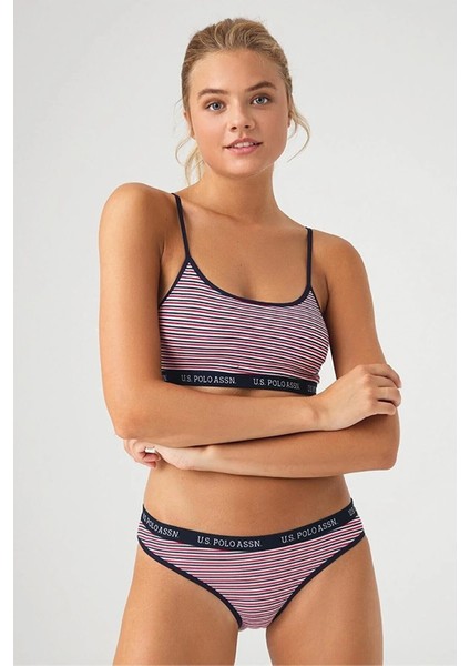 Pamuklu & Likralı, Polo Baskılı, Çizgili, Kadın Büstiyer Slip Takımı 66250