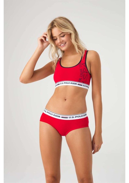 Spor Büstiyer Şort Takımı, Polo Baskılı Pamuklu & Likralı 66255