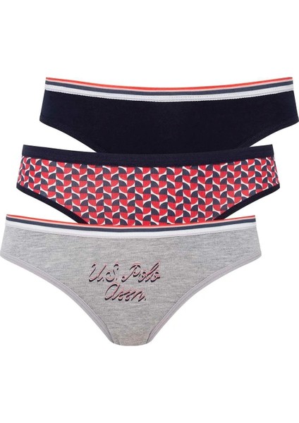 Kadın 3'lü Slip Külot Seti, Pamuklu ve Likralı 66315