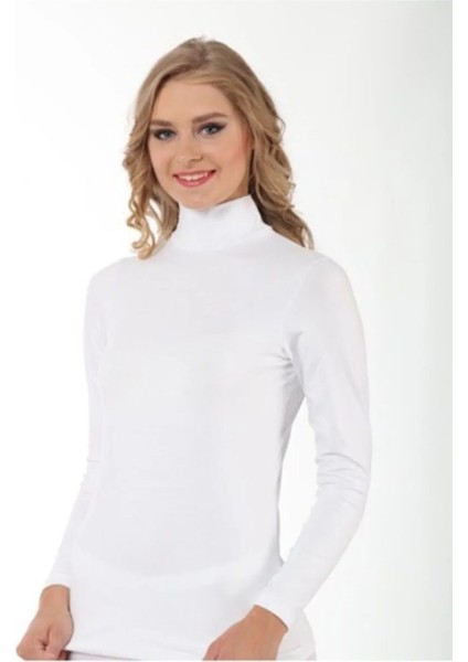 3 Adet, Balıkçı Yaka Uzun Kol T-Shirt %92 Cotton %8 Lycra Beyaz modelleri