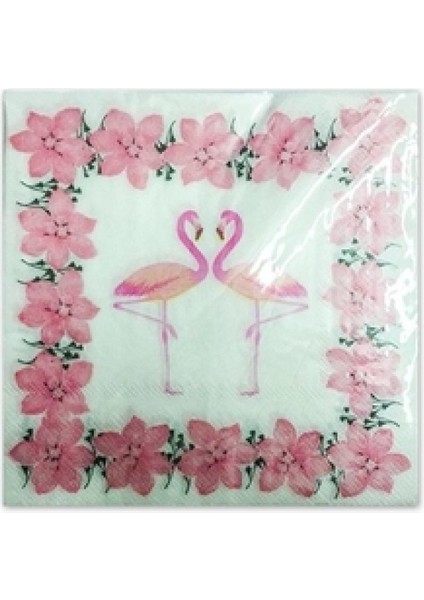 Çiçekli Flamingo Baskılı Peçete