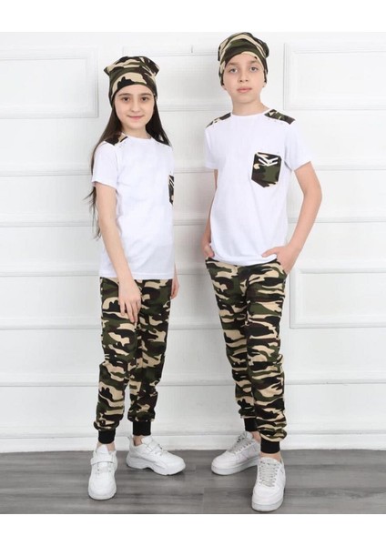 Kamuflaj Bereli Alt Üst Takım