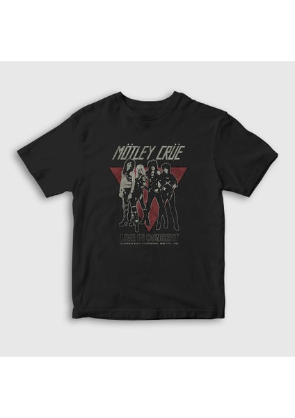 Unisex Çocuk Siyah Band V2 Mötley Crüe T-Shirt