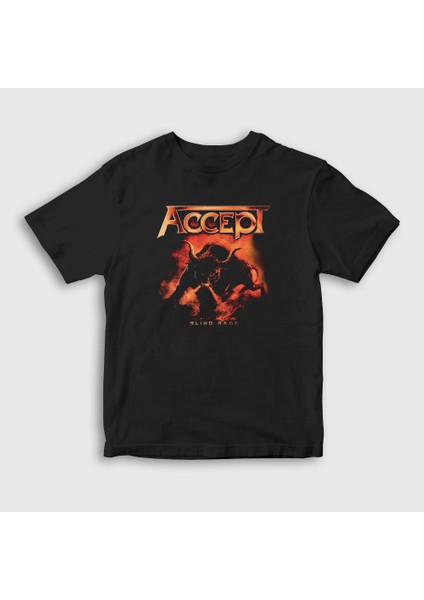 Unisex Çocuk Siyah Blind Rage Bull Accept T-Shirt