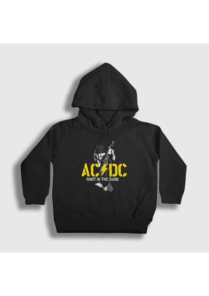 Unisex Çocuk Siyah Dark Angus Young Ac Dc Kapüşonlu Sweatshirt