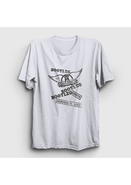 Unisex Beyaz Bootleg Aerosmith T-Shirt