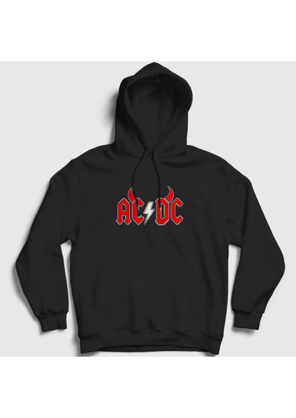 Unisex Siyah Devil Ac Dc Kapüşonlu Sweatshirt