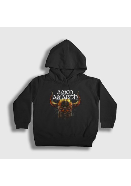 Unisex Çocuk Siyah Helmet Amon Amarth Kapüşonlu Sweatshirt