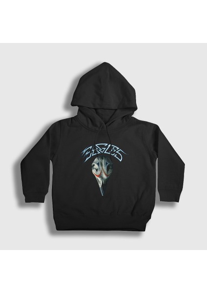 Unisex Çocuk Siyah Logo V2 Eagles Kapüşonlu Sweatshirt