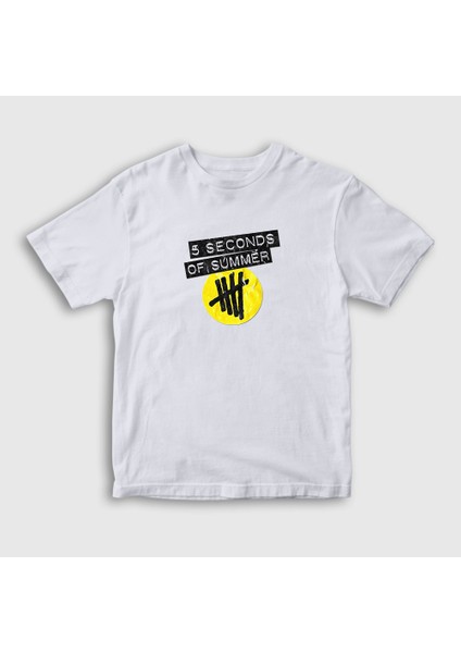 Unisex Çocuk Beyaz Logo V2 5 Seconds Of Summer T-Shirt