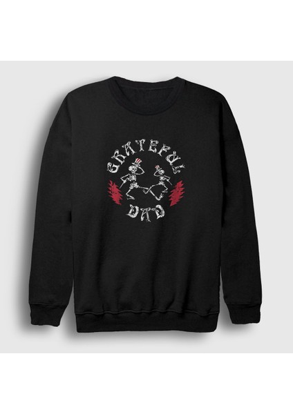 Unisex Siyah Skeleton Grateful Dead Sweatshirt