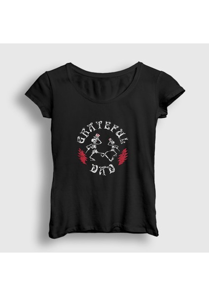 Kadın Siyah Skeleton Grateful Dead T-Shirt