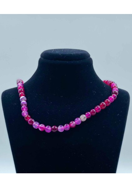 Akik Doğal Taş Kolye 6 mm