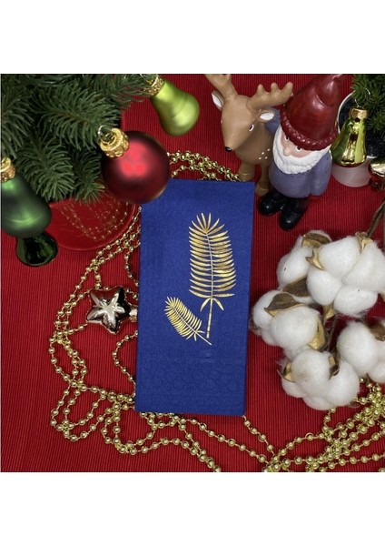 Gold Yaldızlı Lacivert Palmiye Peçete