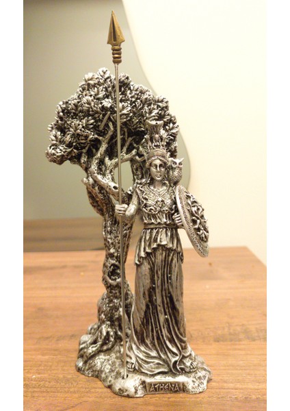 Ağaçlı Athena Biblo Tasarım Mitolojik Tanrı Heykel Ev Dekor Hediyelik Eşya