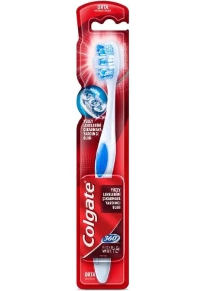 Diş Fırça Tekli 360 Visible White Orta x 12 Adet