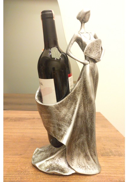 Dekoratif 35 cm Kadın Şaraplık Biblo Özel Tasarım Ev Dekor Hediyelik Eşya