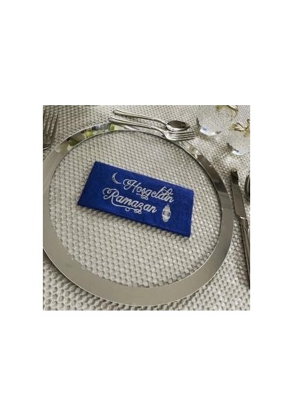 Gümüş Yaldızlı Lacivert Hoş Geldin Ramazan Peçete 16 Lı