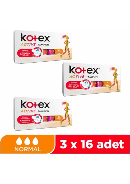 Active Tampon 16'lı Normal - 3'lü Paket