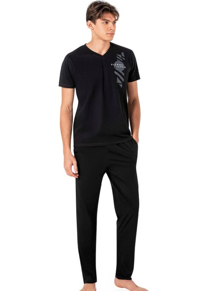 6011 Siyah Erkek Kısa Kollu Pijama Takımı
