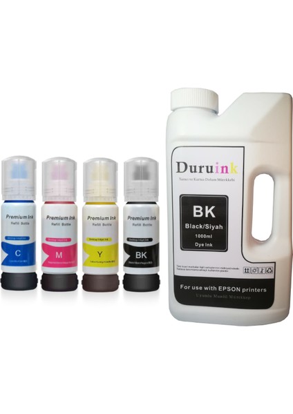 Duruınk Epson Ecotank L6260 101 Uyumlu Muadil Mürekkep Seti 4 Renk x 70ML+1000ML Siyah