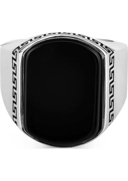 Sade Model Siyah Oniks Taşlı Gümüş Erkek Yüzük modelleri
