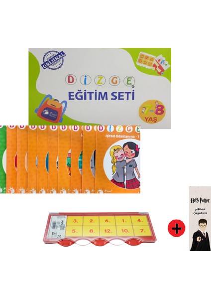 Dizge 7-8 Yaş Oyunlarla Öğreniyorum Orijinal Görsel Işitsel Dikkat ve Matematik Güçlendirme Seti + Kişiye Özel Isimli Harry Potter Kitap Ayracı