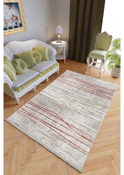 Klasik Salon Halısı Bej Bordo Yolluk Kaymaz Yuvarlak Oval Kesme Ince Yıkanabilir Halı