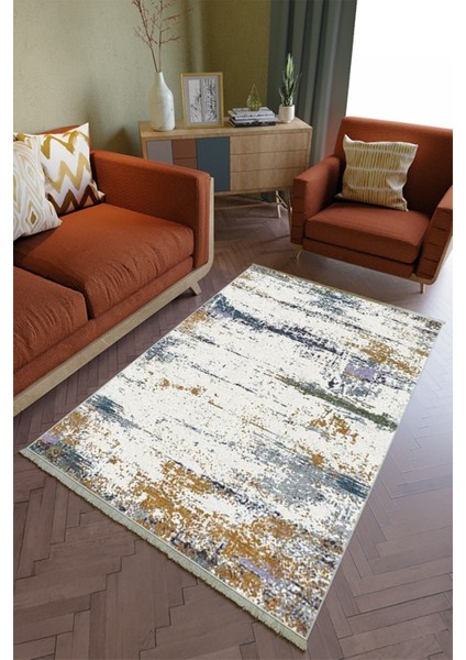 Salon Halısı Otantik Renkli Yolluk Kaymaz Yuvarlak Oval Kesme Ince Yıkanabilir Halı