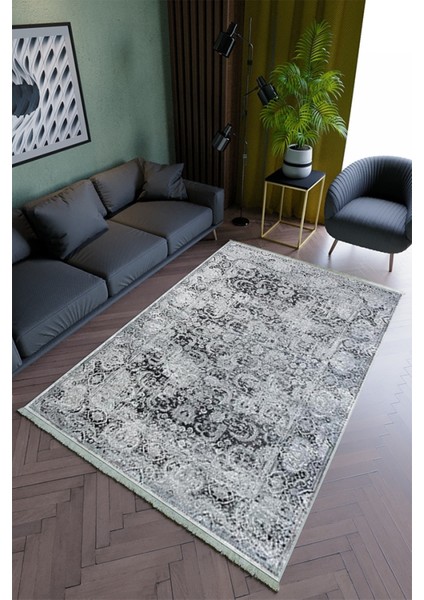 Salon Halısı Modern Mavi Yolluk Kaymaz Yuvarlak Oval Kesme Ince Yıkanabilir Halı