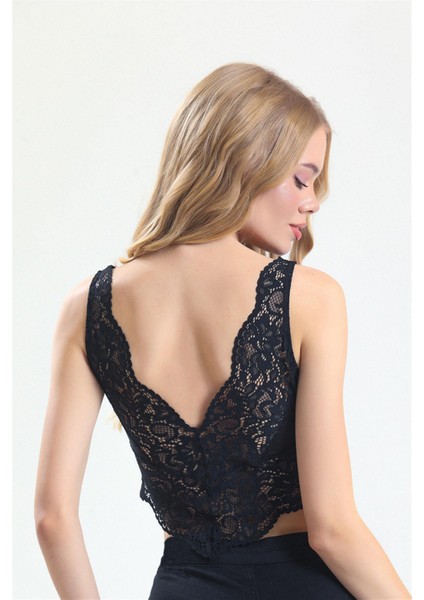 4317 Kadın Siyah Dantelli Bralet fiyatları