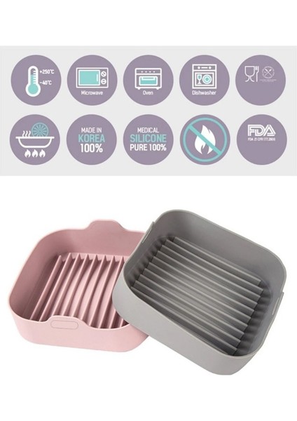 MaxiPro Airfryer Silikon Pişirme Kalıbı, Airfryer Silikon, Airfryer Silikon Pişirme Kabı, Gri