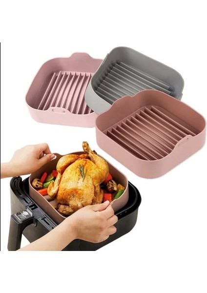 MaxiPro Airfryer Silikon Pişirme Kalıbı, Airfryer Silikon, Airfryer Silikon Pişirme Kabı, Gri