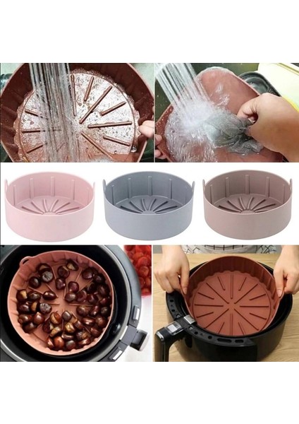 MaxiPro Airfryer Silikon Pişirme Kalıbı, Airfryer Silikon, Airfryer Silikon Pişirme Kabı, Pembe
