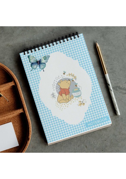 Winnie The Pooh A5 Boyutunda 148 × 210 mm Çizgisiz Defter Karton Kapak Spiralli Defter Notebook