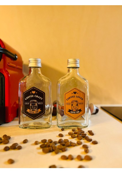 2'li Cold Brew Şişesi Suya Dayanıklı Yassı Cam Şişe Seti Cold Brew Kahve Şişesi Set
