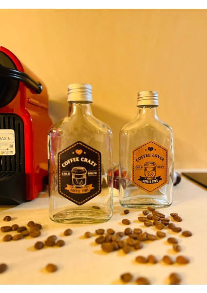 2'li Cold Brew Şişesi Suya Dayanıklı Yassı Cam Şişe Seti Cold Brew Kahve Şişesi Set