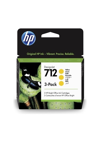 3ED79A Hp 712 Designjet Sarı 3'lü Paket 29 ml