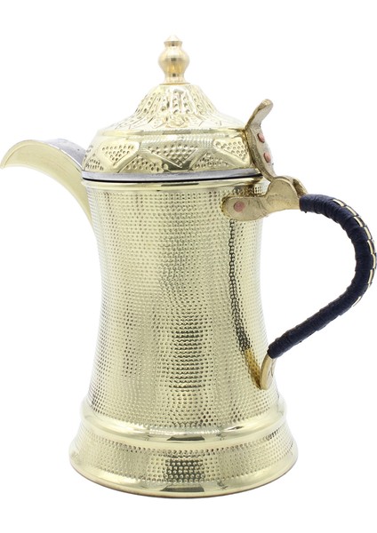El Dövmesi Örme Kulplu Dallah Mırra Cezvesi Altın Renk 26 cm