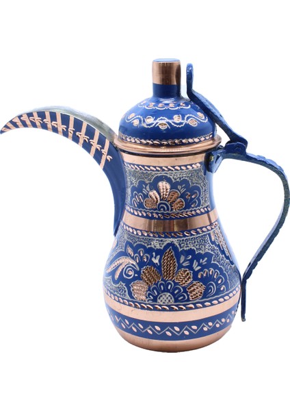 Erzincan El Işlemeli Bakır Mırra Cezve Mavi Renk