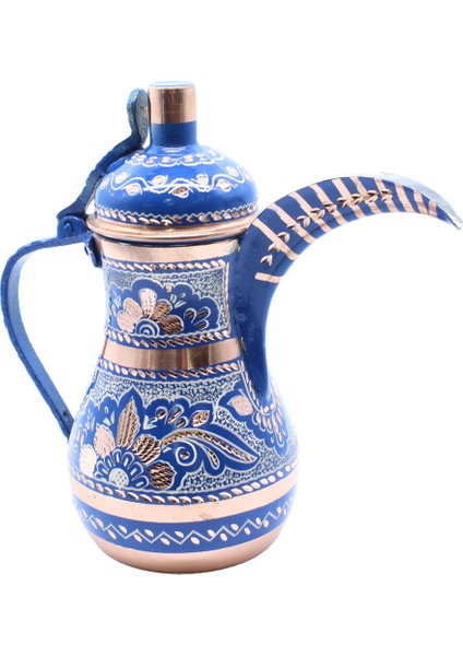 Erzincan El Işlemeli Bakır Mırra Cezve Mavi Renk