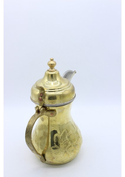 El Işlemeli Yaprak Desenli Dallah Mırra Cezvesi Altın Renk 19 cm modelleri