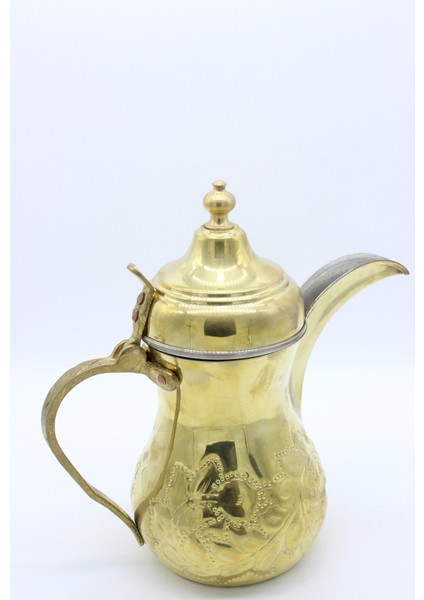 El Işlemeli Yaprak Desenli Dallah Mırra Cezvesi Altın Renk 19 cm indirimleri