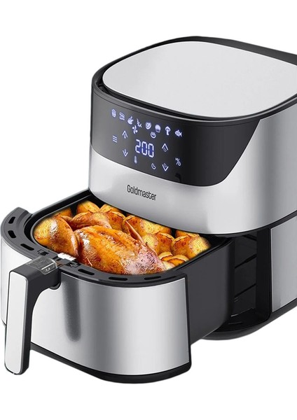 Chefcook 2000 Watt Yüksek Güç 6,4 Litre Inox Geniş Xxl Dokunmatik Airfryer Yağsız Sıcak Hava Fritözü