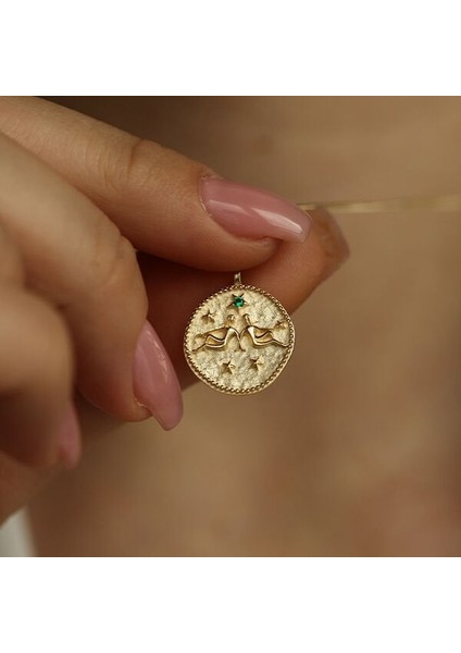 Ancient Gemini Altın Ikizler Burç Kolye