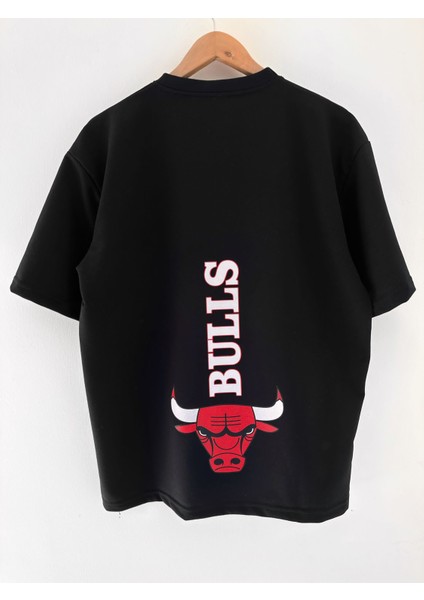 Erkek Bulls Oversize Baskılı Pamuklu Bisiklet Yaka Kısa Kollu T-Shirt