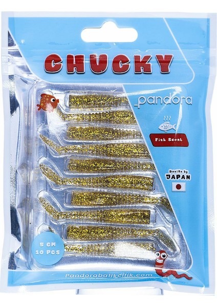 Chucky 5cm 10 Parça Lrf Silikon Sahte Yem - Gold Glıtter